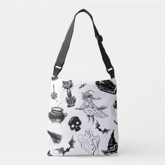 Bolso Cruzado Diseño de patrones de Halloween (Anverso)