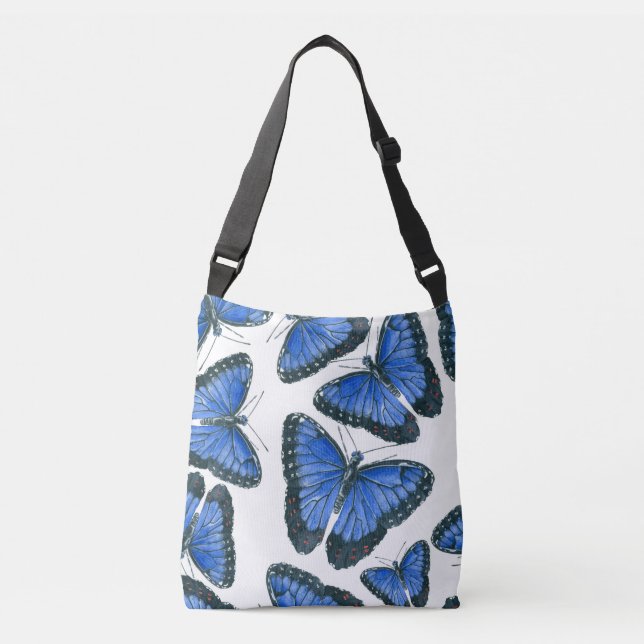 Bolso Cruzado Diseño de patrones de morfo azul de mariposa (Anverso)