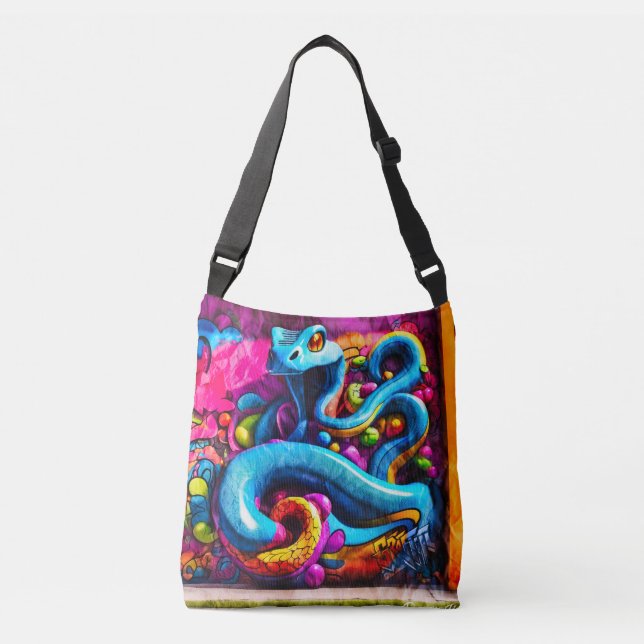 Bolso Cruzado Diseño de serpiente al estilo del graffiti (Anverso)