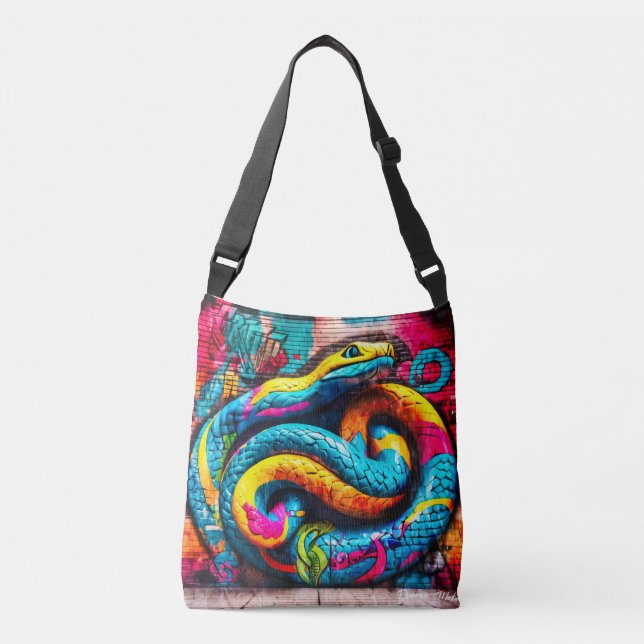 Bolso Cruzado Diseño de serpiente al estilo del graffiti (Anverso)