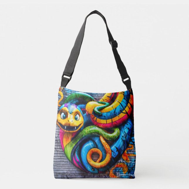 Bolso Cruzado Diseño de serpiente al estilo del graffiti (Anverso)