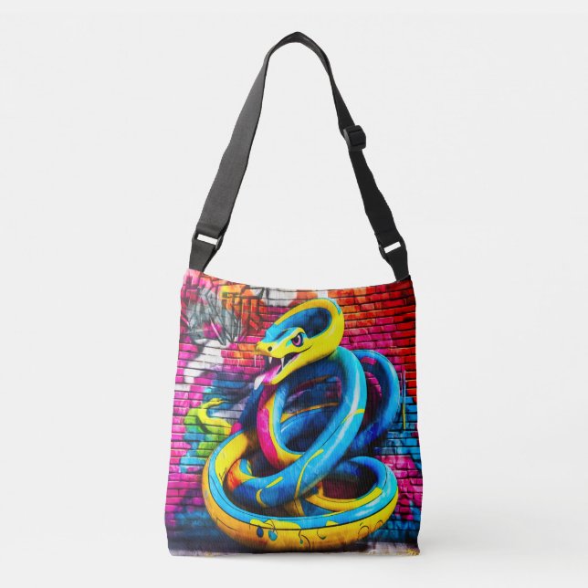 Bolso Cruzado Diseño de serpiente al estilo del graffiti (Anverso)