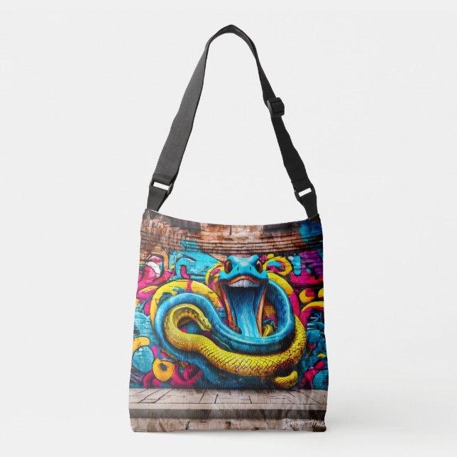 Bolso Cruzado Diseño de serpiente al estilo del graffiti (Anverso)