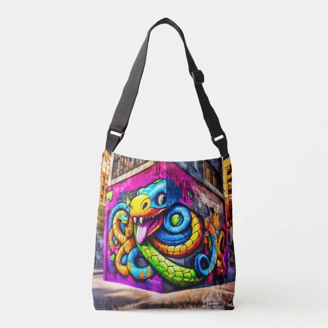 Bolso Cruzado Diseño de serpiente al estilo del graffiti (Anverso)