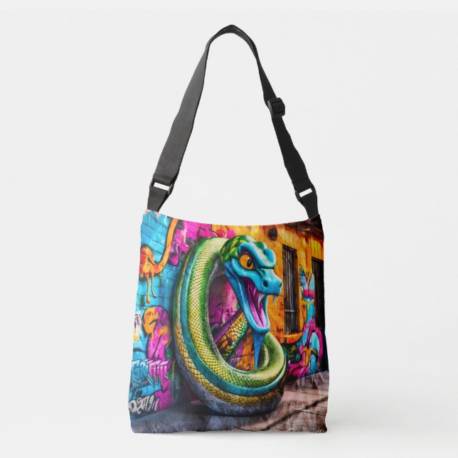 Bolso Cruzado Diseño de serpiente al estilo del graffiti (Anverso)