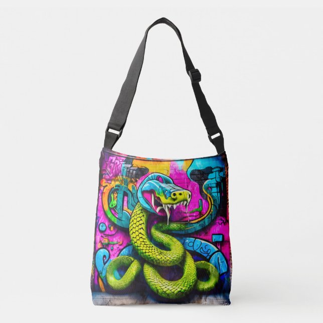 Bolso Cruzado Diseño de serpiente al estilo del graffiti (Anverso)
