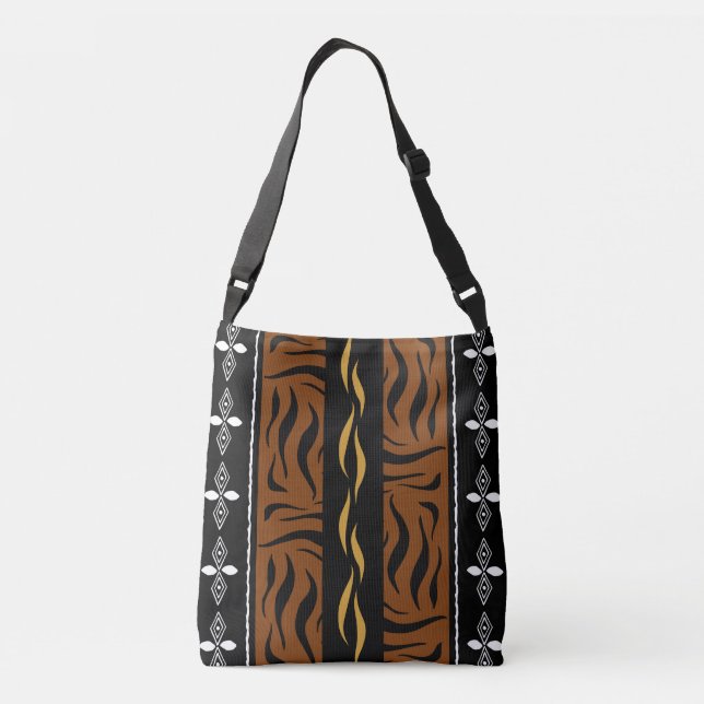 Bolso Cruzado Diseño de tela de barro cultural africana impresa  (Reverso)