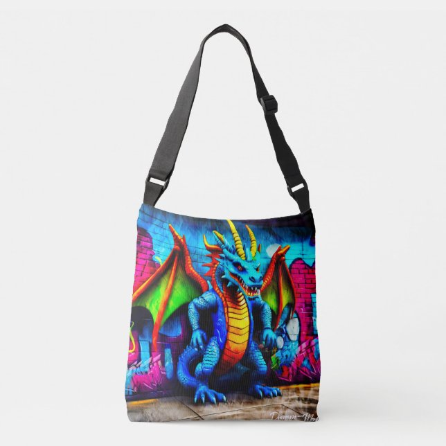 Bolso Cruzado Diseño del dragón estilo graffiti (Anverso)