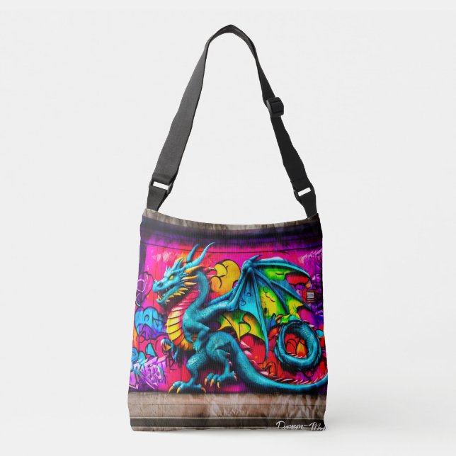 Bolso Cruzado Diseño del dragón estilo graffiti (Anverso)