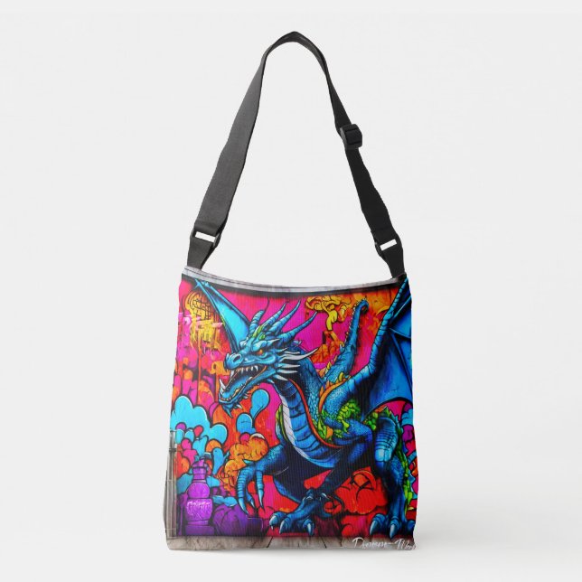 Bolso Cruzado Diseño del dragón estilo graffiti (Anverso)