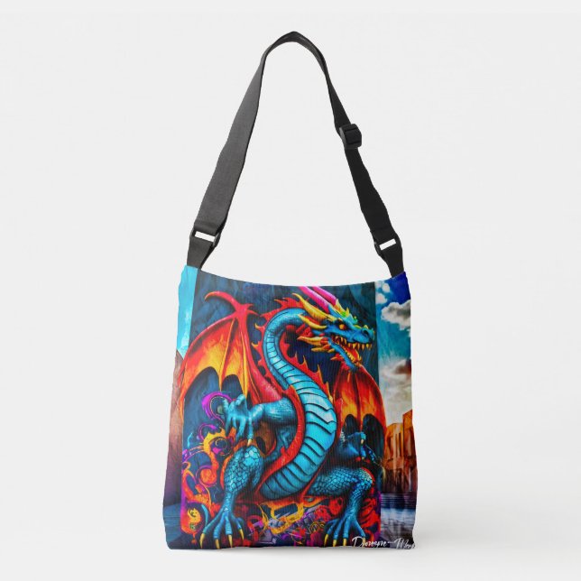 Bolso Cruzado Diseño del dragón estilo graffiti (Anverso)
