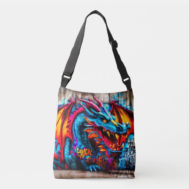 Bolso Cruzado Diseño del dragón estilo graffiti (Anverso)
