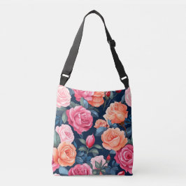 Bolso Cruzado Diseño del patrón de Rosas de Naranja rosado rojo