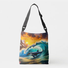 Bolso Cruzado Diseño divertido Orca Solo Wave Barrel por Rich AM