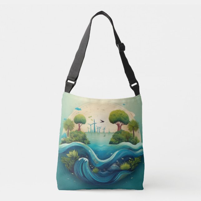 Bolso Cruzado Diseño ecológico de energía renovable y naturaleza (Anverso)