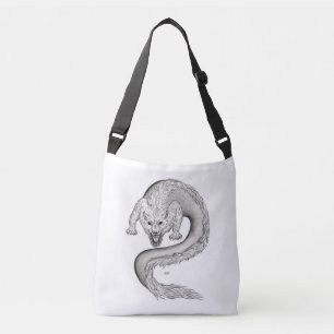 Bolso Cruzado Diseño en blanco y negro de Wolfdragon en tatuaje