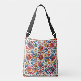Bolso Cruzado Diseño floral con un diseño de bordado colorido