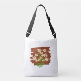 Bolso Cruzado Diseño floral rústico sobre fondo marrón