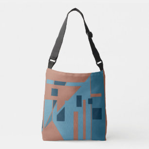 Bolso Cruzado Diseño geométrico inspirado en MCM Tan Blue Shad