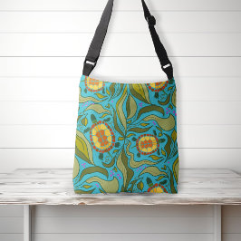 Bolso Cruzado Diseño Ilustrado de Tortugas de Jardín en Toda la