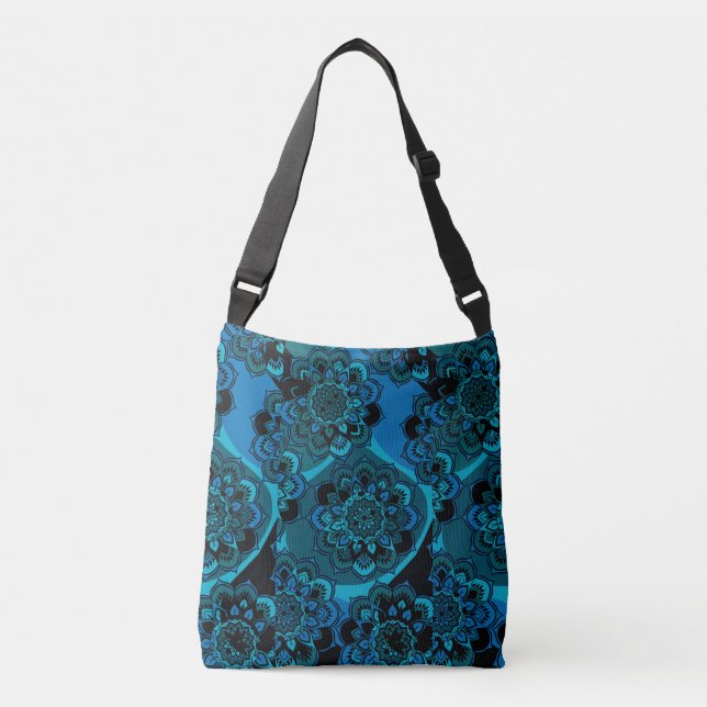 Bolso Cruzado Diseño Mandala con azul cobalto, Verde azulado, gr (Anverso)