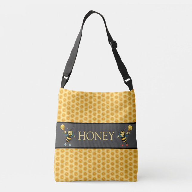 Bolso Cruzado Diseño moderno de panal de miel y abejas de burbuj (Reverso)