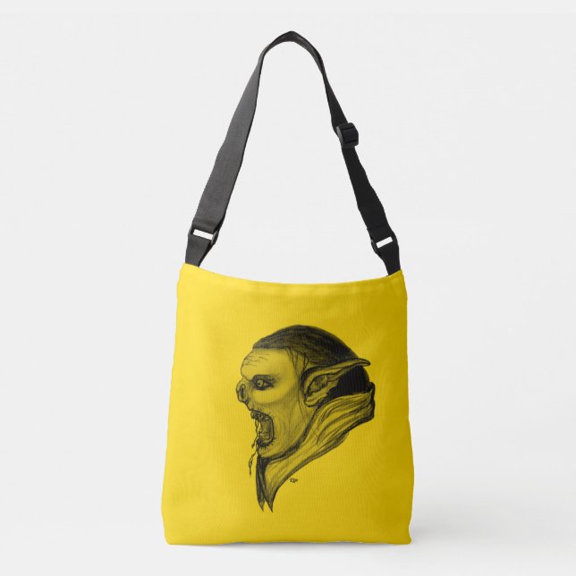 Bolso Cruzado Diseño negro y amarillo de Troll (Anverso)