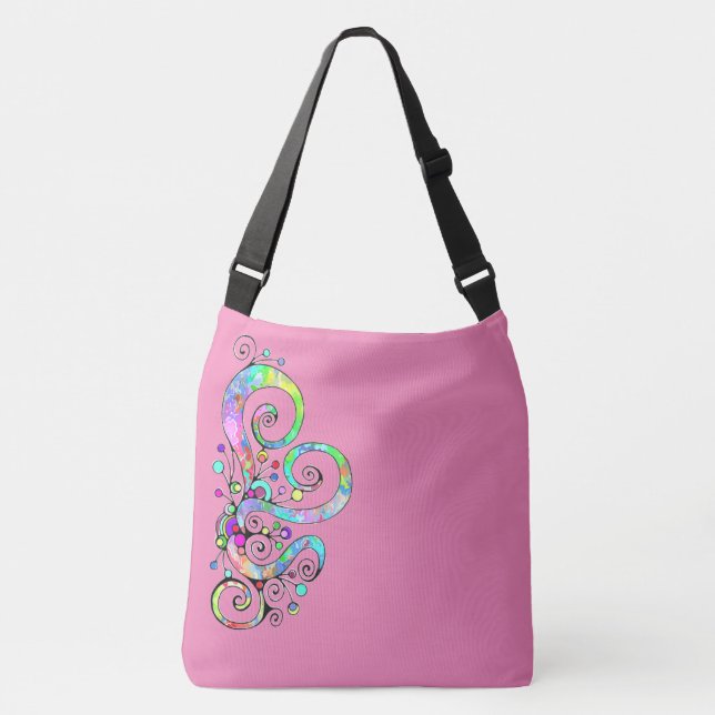Bolso Cruzado Diseño pintado de mano cardíaca espiral 1 (Anverso)