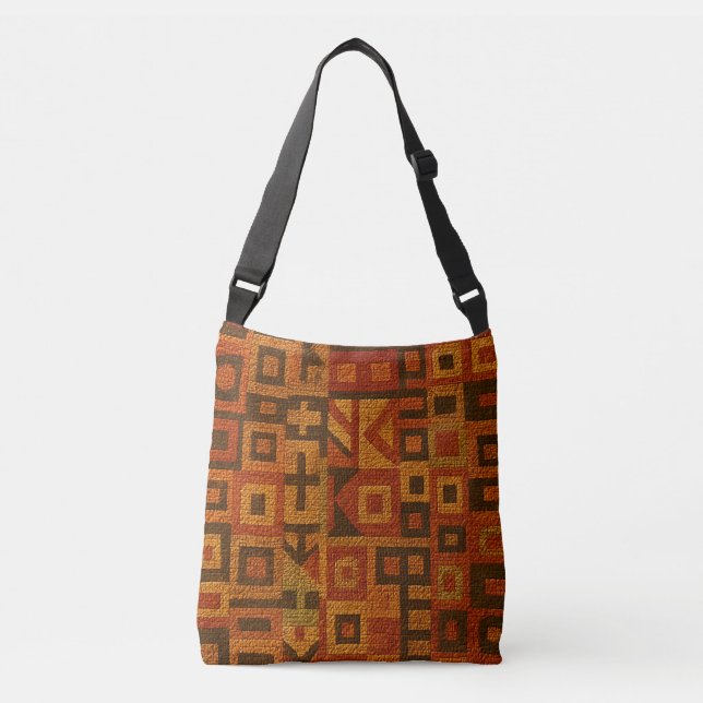 Bolso Cruzado Diseño tribal naranja (Anverso)