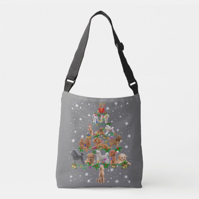 Bolso Cruzado Divertido poodle de decoración de árbol de navidad (Anverso)
