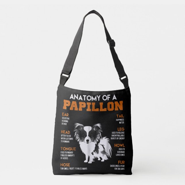 Bolso Cruzado Dog Lovers | Anatomía De Un Perro Papillón (Anverso)
