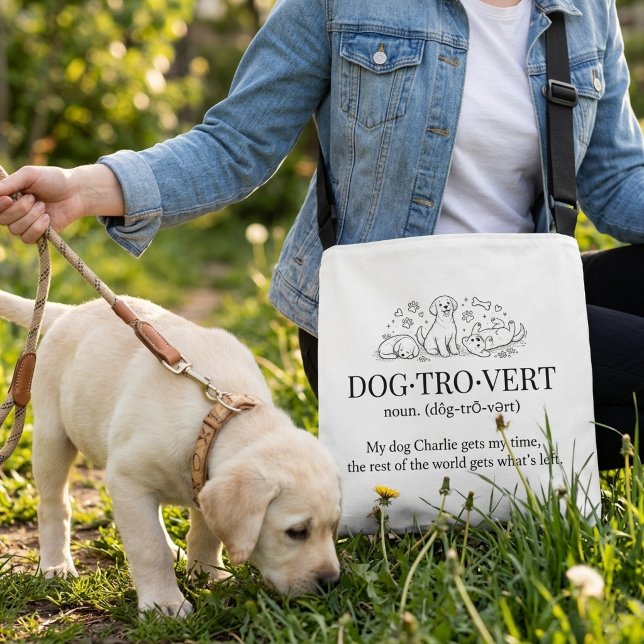 Bolso Cruzado Dogtrovert Funny Text Dog Name Cute Introvert Tote (Subido por el creador)