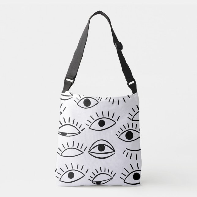 Bolso Cruzado Doodle eye, patrón creativo sin costuras. (Anverso)