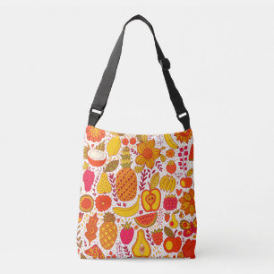 Bolso Cruzado Doodles de frutas: Patrón de cosecha de verano.