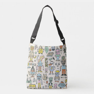 Bolso Cruzado Doodles Wacky: Conjunto de caracteres de época