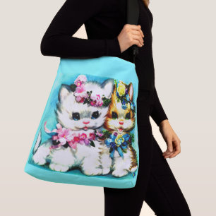 Bolso Cruzado dos gatitos y muchas flores