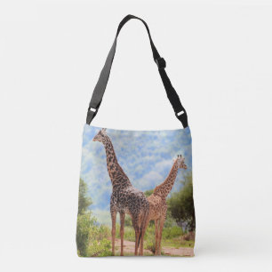 Bolso Cruzado Dos jirafas en el parque nacional Serengeti. Áfric