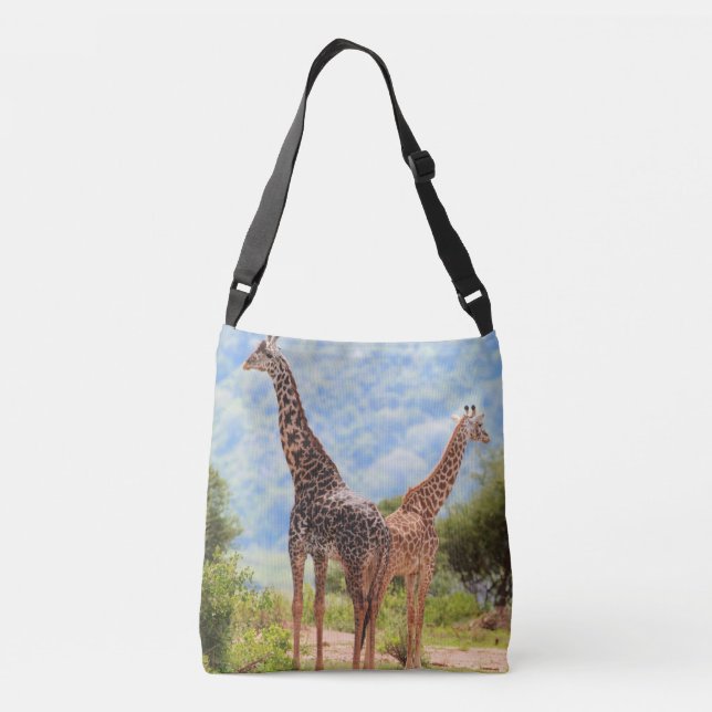 Bolso Cruzado Dos jirafas en el parque nacional Serengeti. Áfric (Reverso)