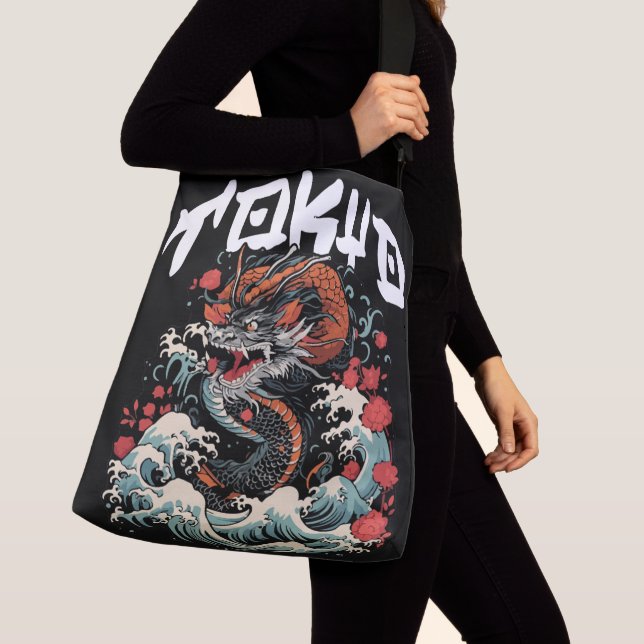 Bolso Cruzado Dragón baila el paisaje retro japonés (Detalle)