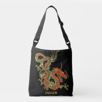 Dragón chino negro de oro rojo