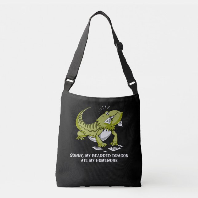 Bolso Cruzado Dragón con barba comió mi casa estudiante Lizard (Anverso)