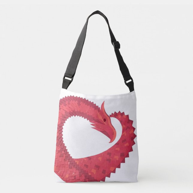 Bolso Cruzado Dragón del corazón rojo en blanco (Anverso)
