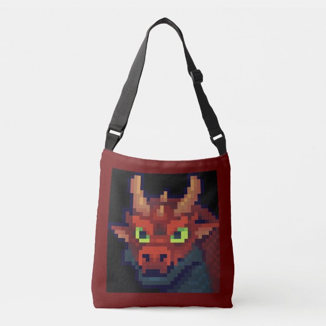 Bolso Cruzado Dragon pixelart, Pixel Art  (Anverso)