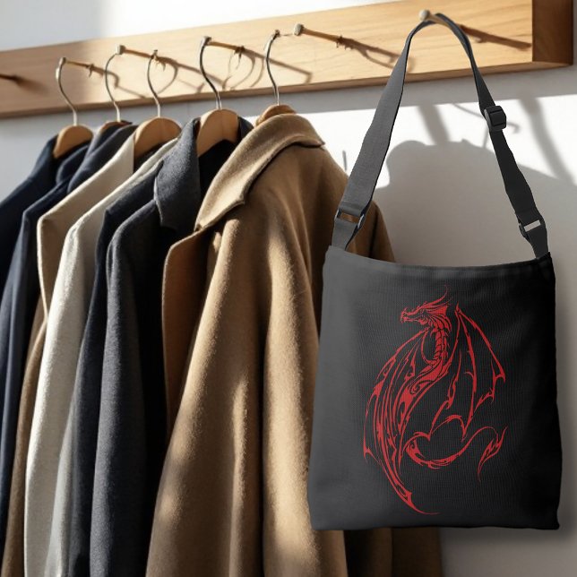 Bolso Cruzado Dragón tribal rojo negro (Subido por el creador)
