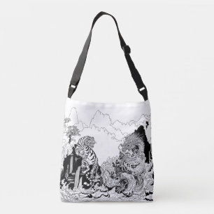 Bolso Cruzado Dragón y Tigre Blanco. Ilustracion de Insima