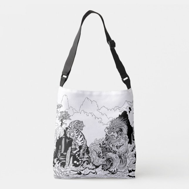 Bolso Cruzado Dragón y Tigre Blanco. Ilustracion de Insima (Reverso)