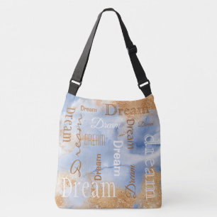 Bolso Cruzado Dream Dusty Blue Typography Script Watercolor