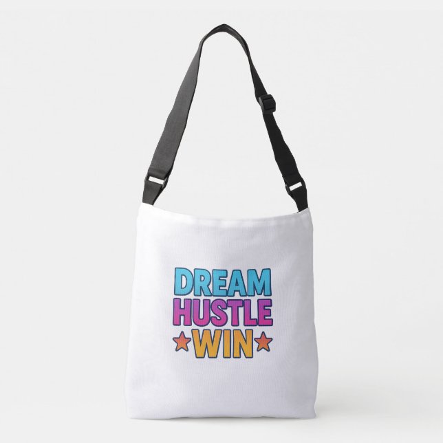 Bolso Cruzado Dream Hustle Win - Cita Motivacional Audaz Crossbo (Anverso)
