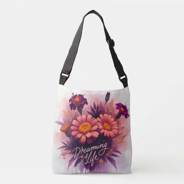 Bolso Cruzado Dreamer 4 Life - Watercolor Marigold Floral (Anverso)