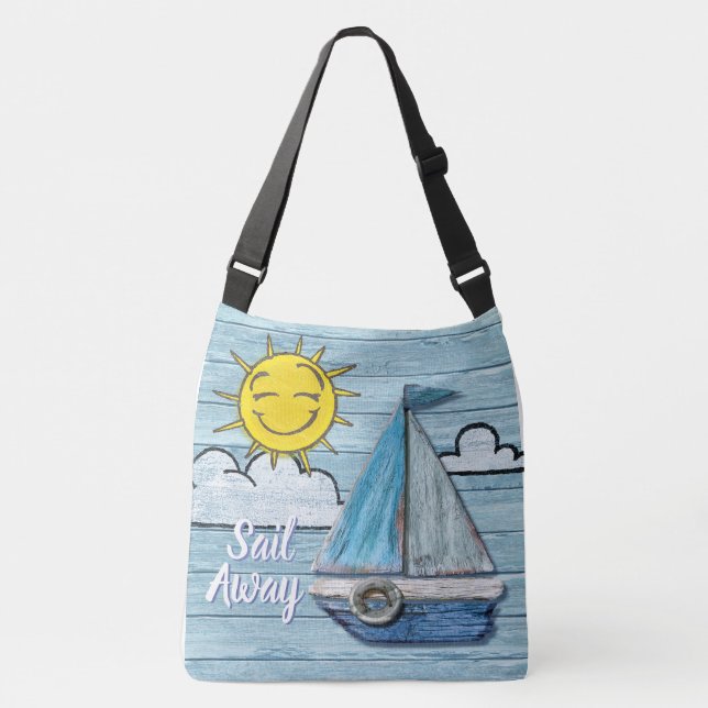 Bolso Cruzado Driftwood Beach design Yacht cross body bag. (Anverso)